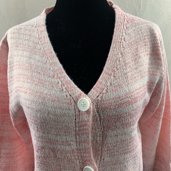 Soft Pink V Neck Button Front Cardigan - Picture 7 of 9